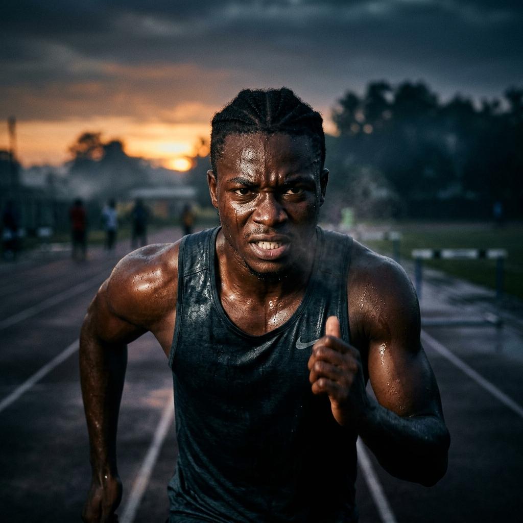 African athlete in training